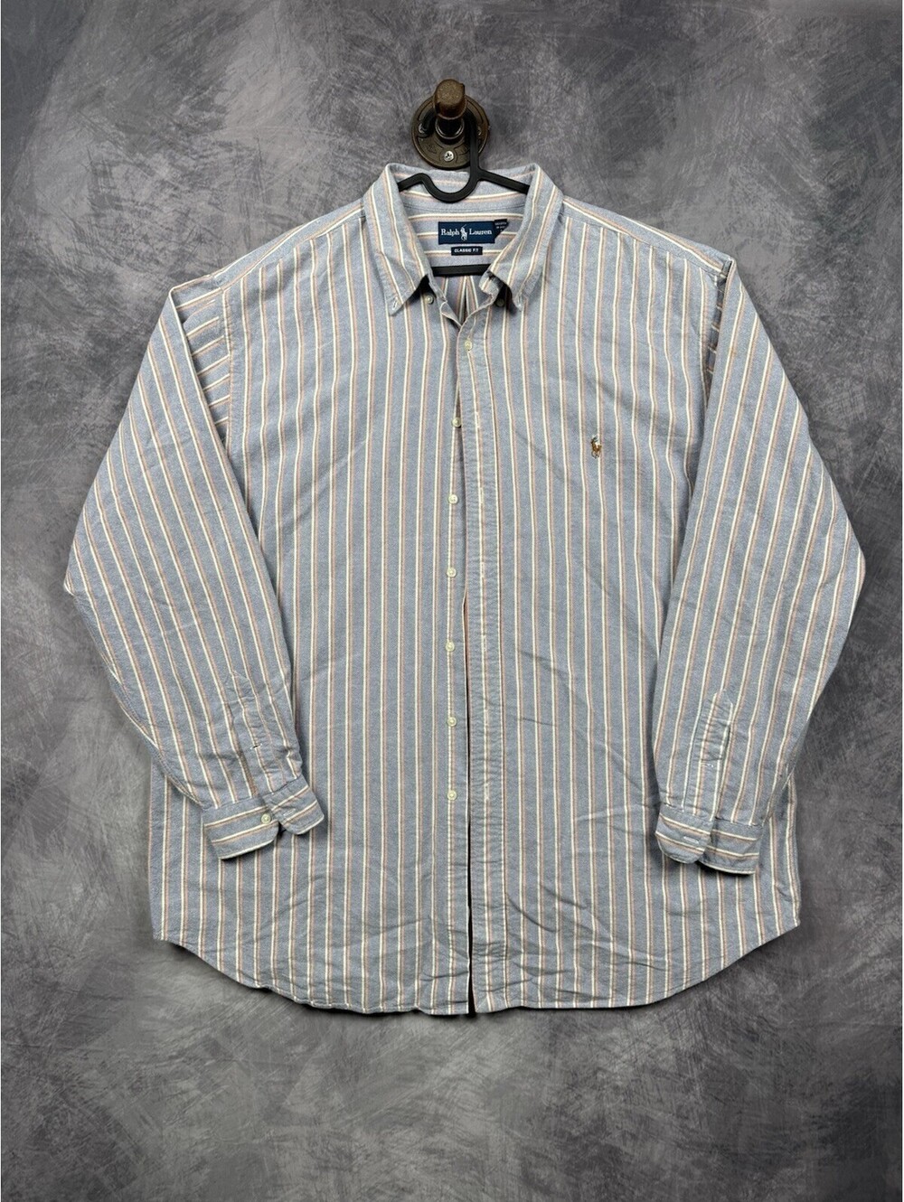 Polo Ralph Lauren Oxford Shirt Mens 2XLT Big & Tall Multicolor Striped EUC Pony